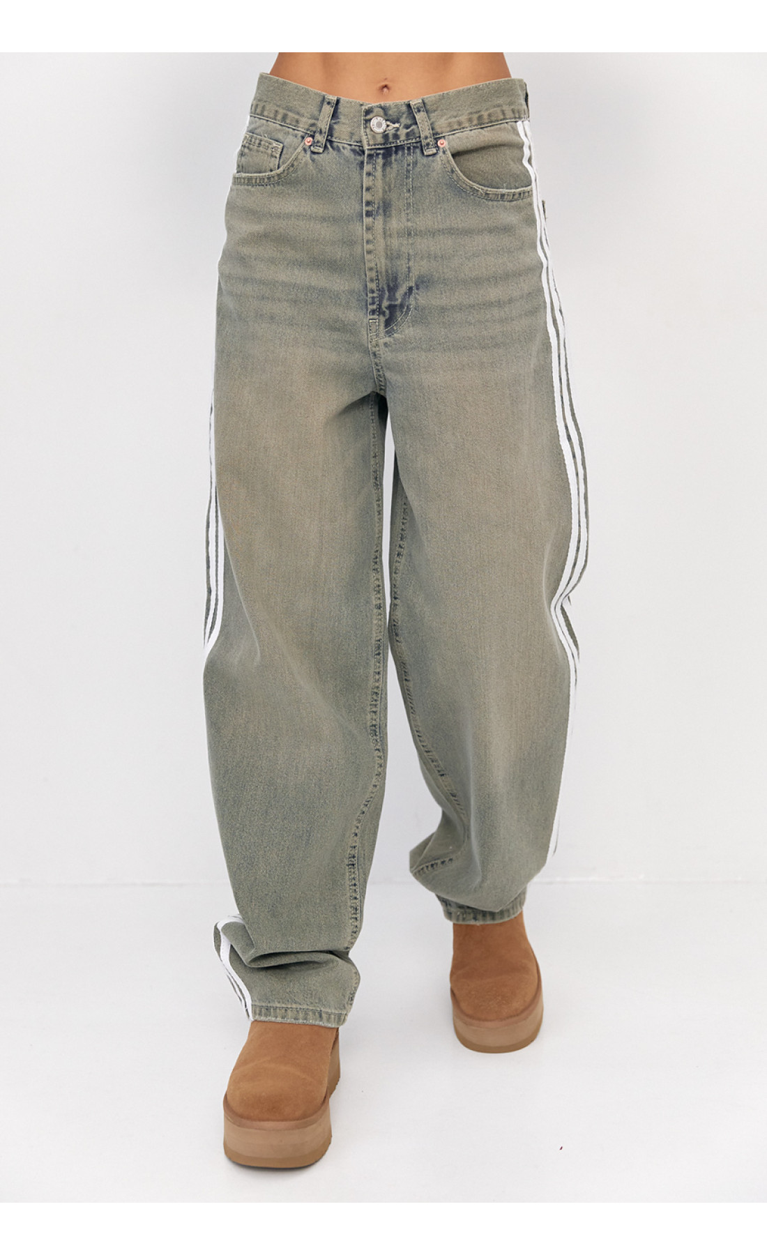 Жіночі жіночі джинси Baggy з лампасами  меланж колір