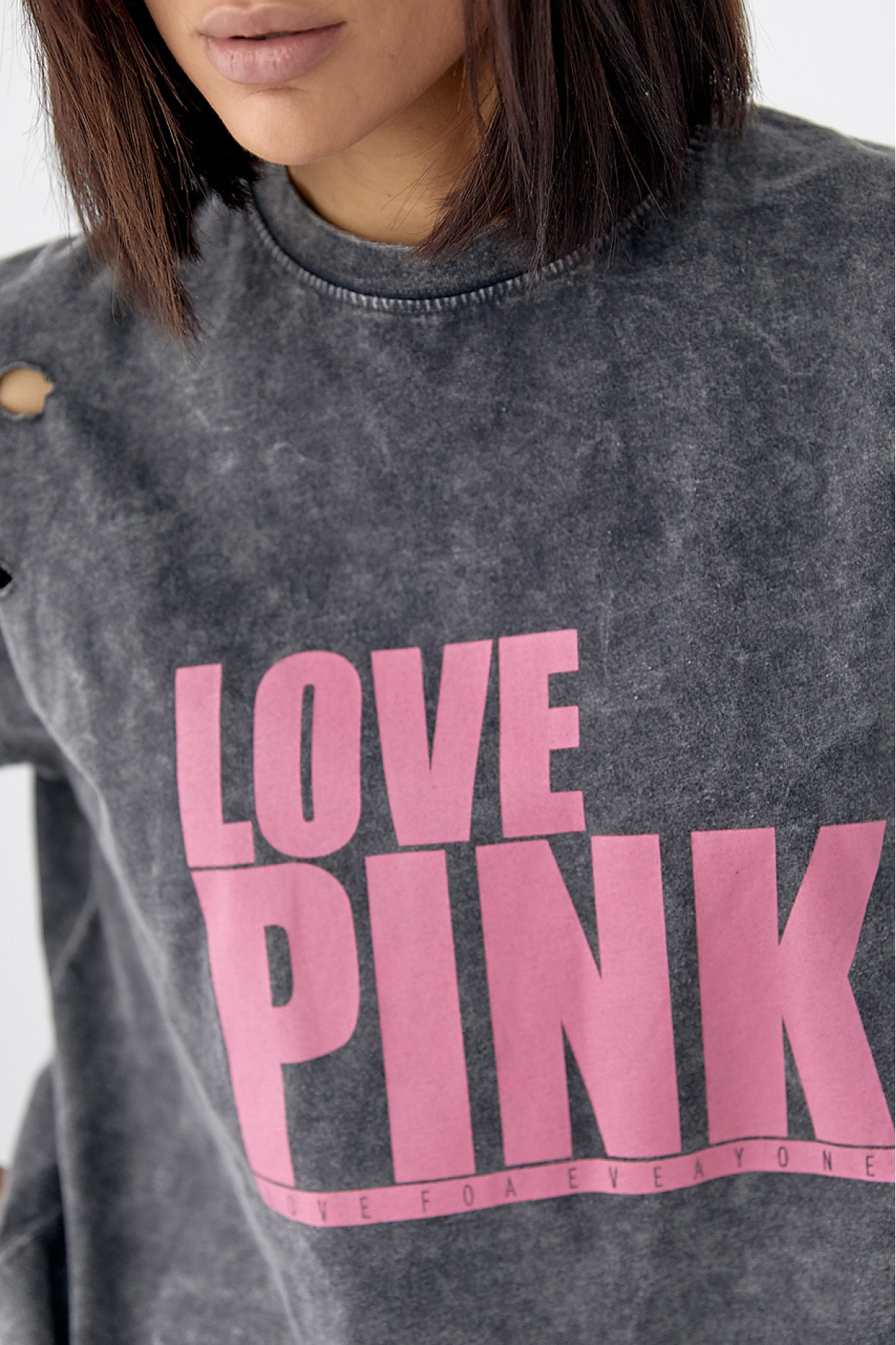 Футболка в техніці тайдай з написом Love Pink  чорний колір