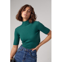 Жіноча вкорочена водолазка з коротким рукавом  зелений колір