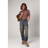 Жіноча вкорочена водолазка з коротким рукавом  кавовий колір