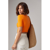 Жіноча вкорочена водолазка з коротким рукавом  помаранчевий колір