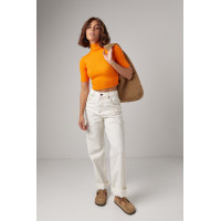 Жіноча вкорочена водолазка з коротким рукавом  помаранчевий колір