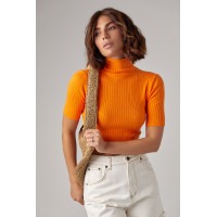 Жіноча вкорочена водолазка з коротким рукавом  помаранчевий колір