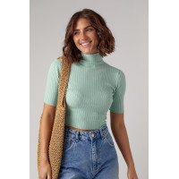 Жіноча вкорочена водолазка з коротким рукавом  м'ятний колір