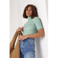 Жіноча вкорочена водолазка з коротким рукавом  м'ятний колір