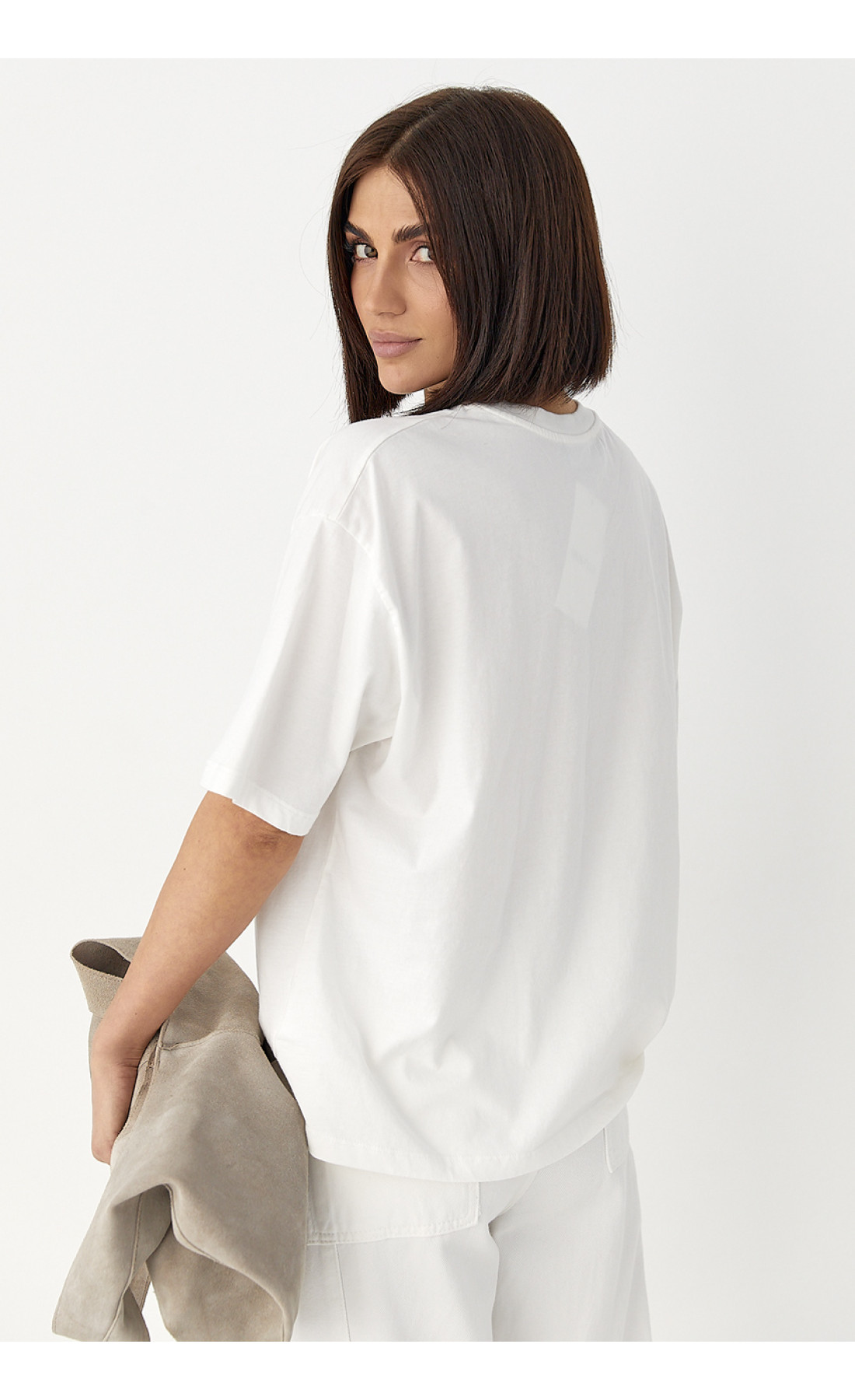 Футболка oversize з принтом   молочний колір