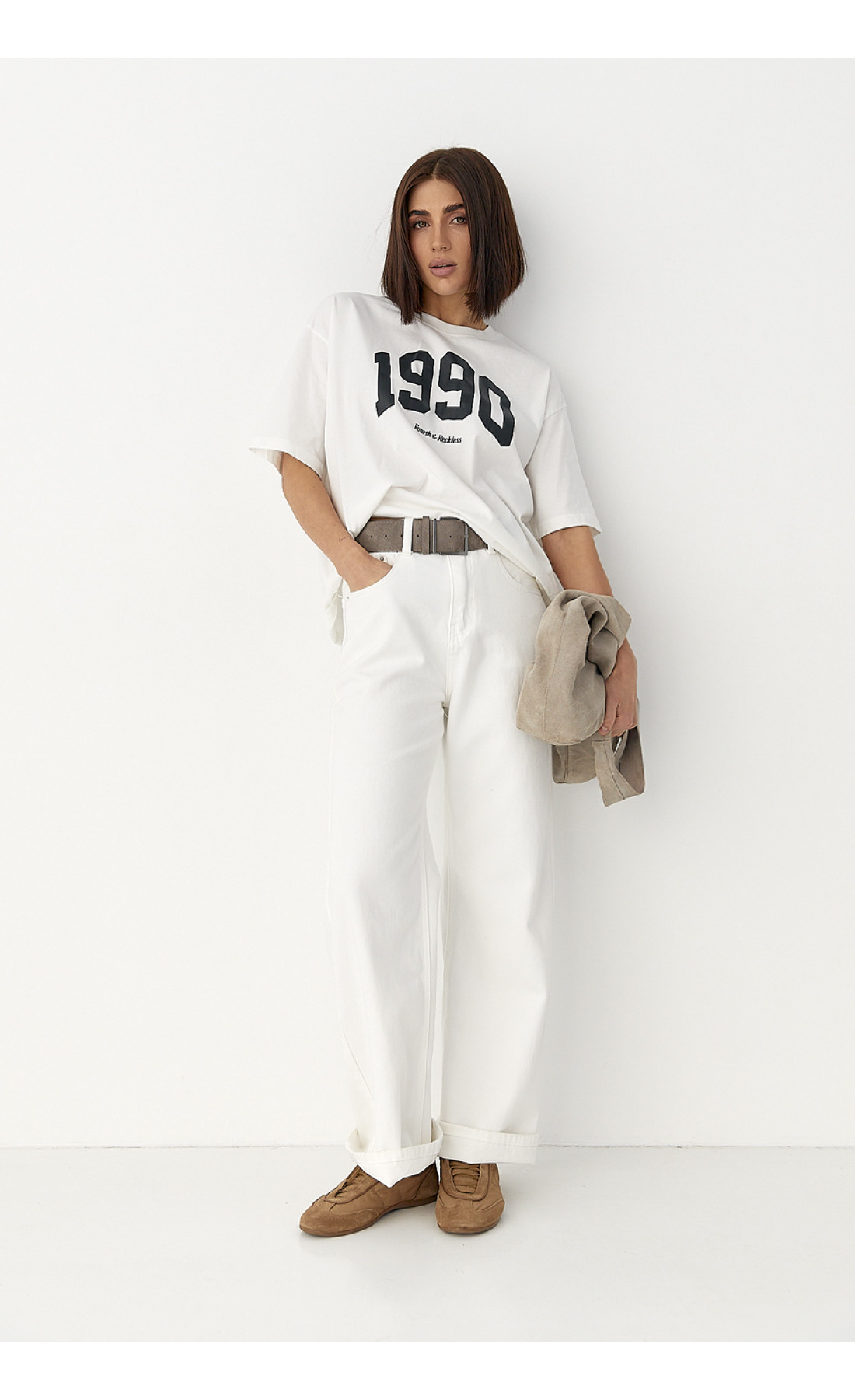 Футболка oversize з принтом   молочний колір