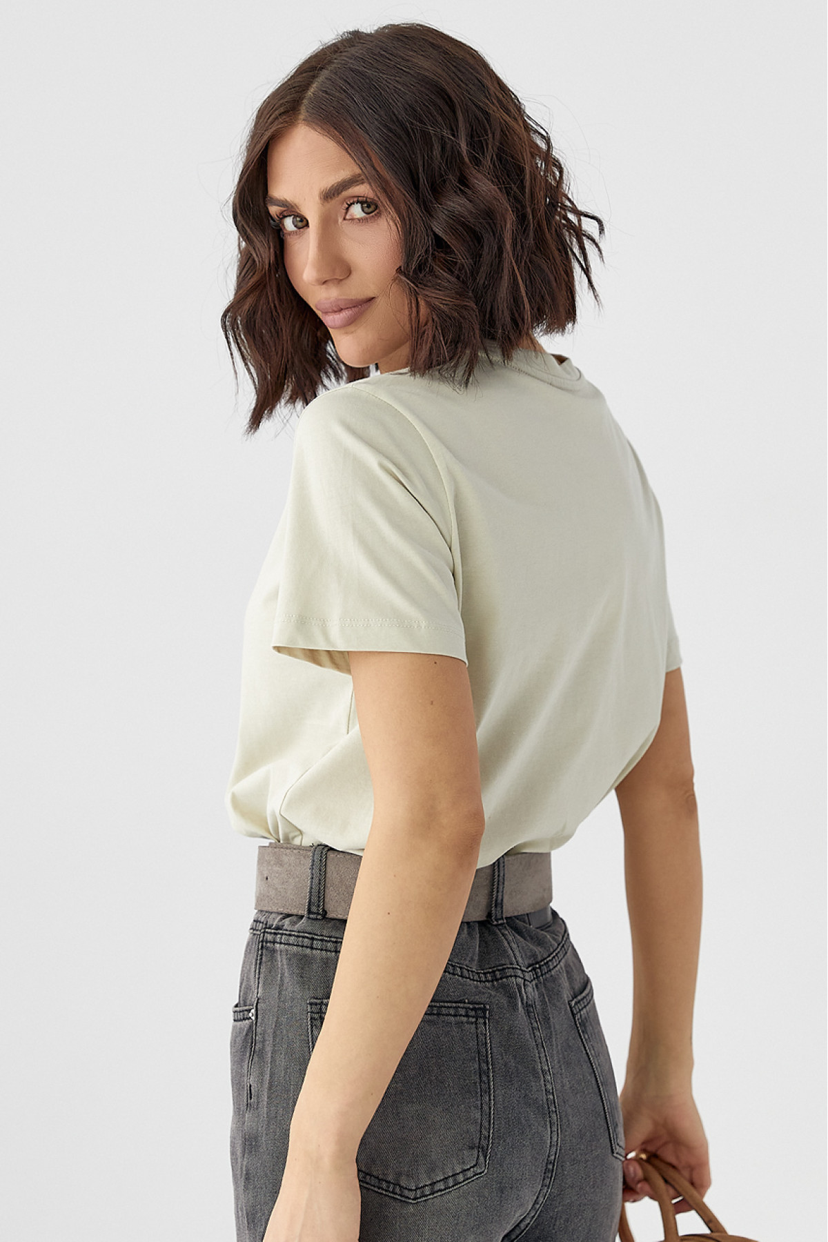 Жіноча футболка з принтом ведмедика  меланж колір