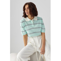 В'язане поло в смужку  бірюзовий колір