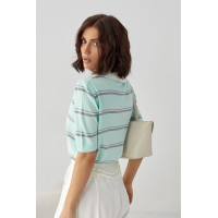 В'язане поло в смужку  бірюзовий колір