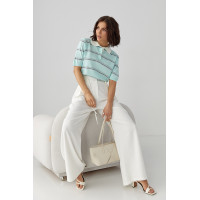 В'язане поло в смужку  бірюзовий колір