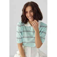 В'язане поло в смужку  бірюзовий колір