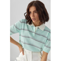 В'язане поло в смужку  бірюзовий колір