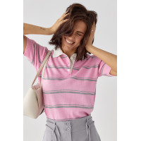 В'язане поло в смужку  рожевий колір