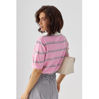 В'язане поло в смужку  рожевий колір