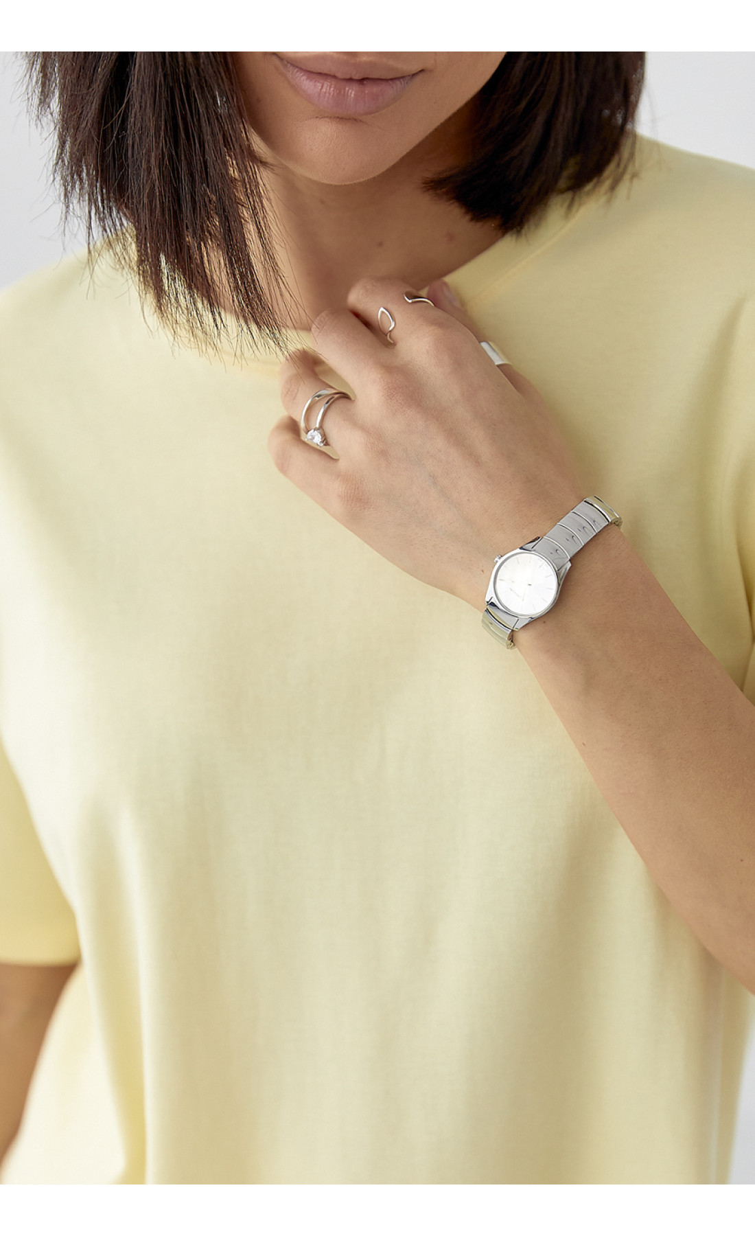 Однотонна футболка з розрізами  жовтий колір