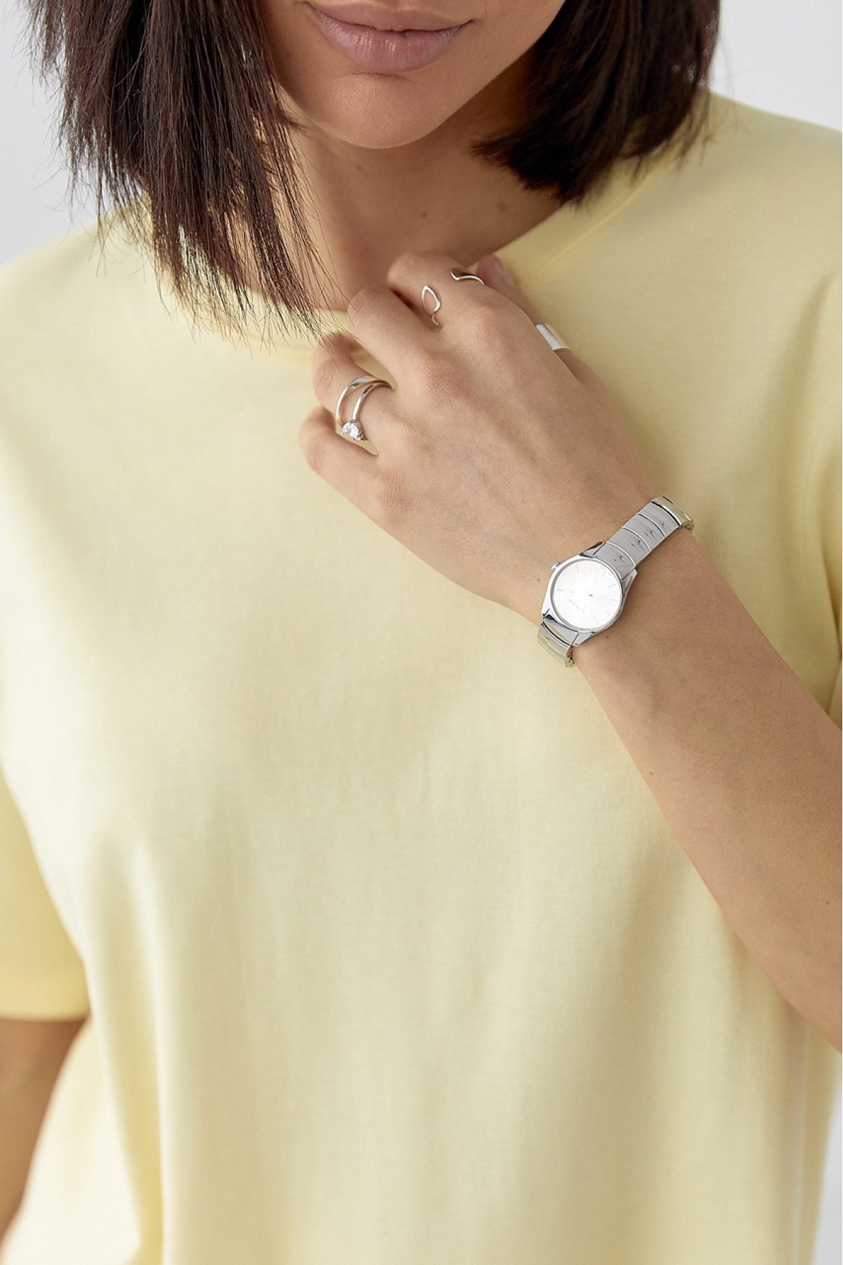 Однотонна футболка з розрізами  жовтий колір