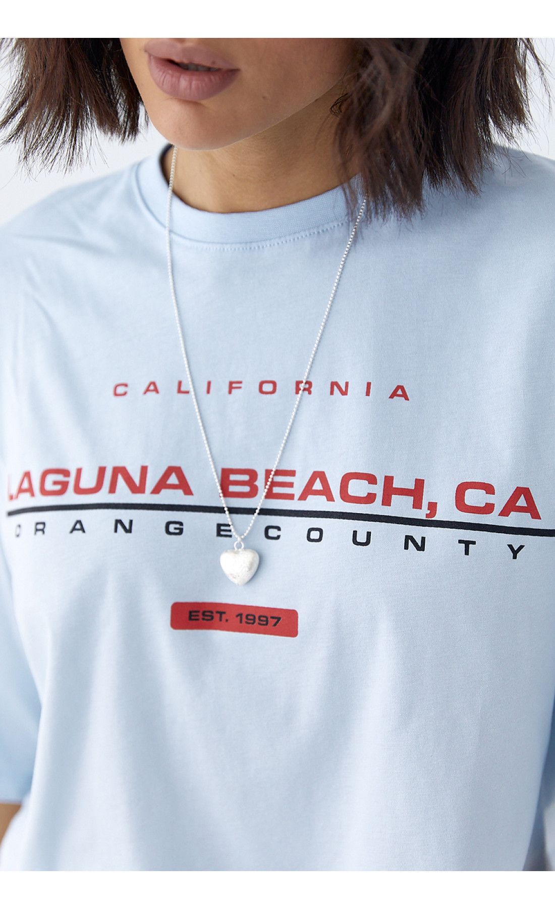 Укорочена футболка вільного крою  блакитний колір