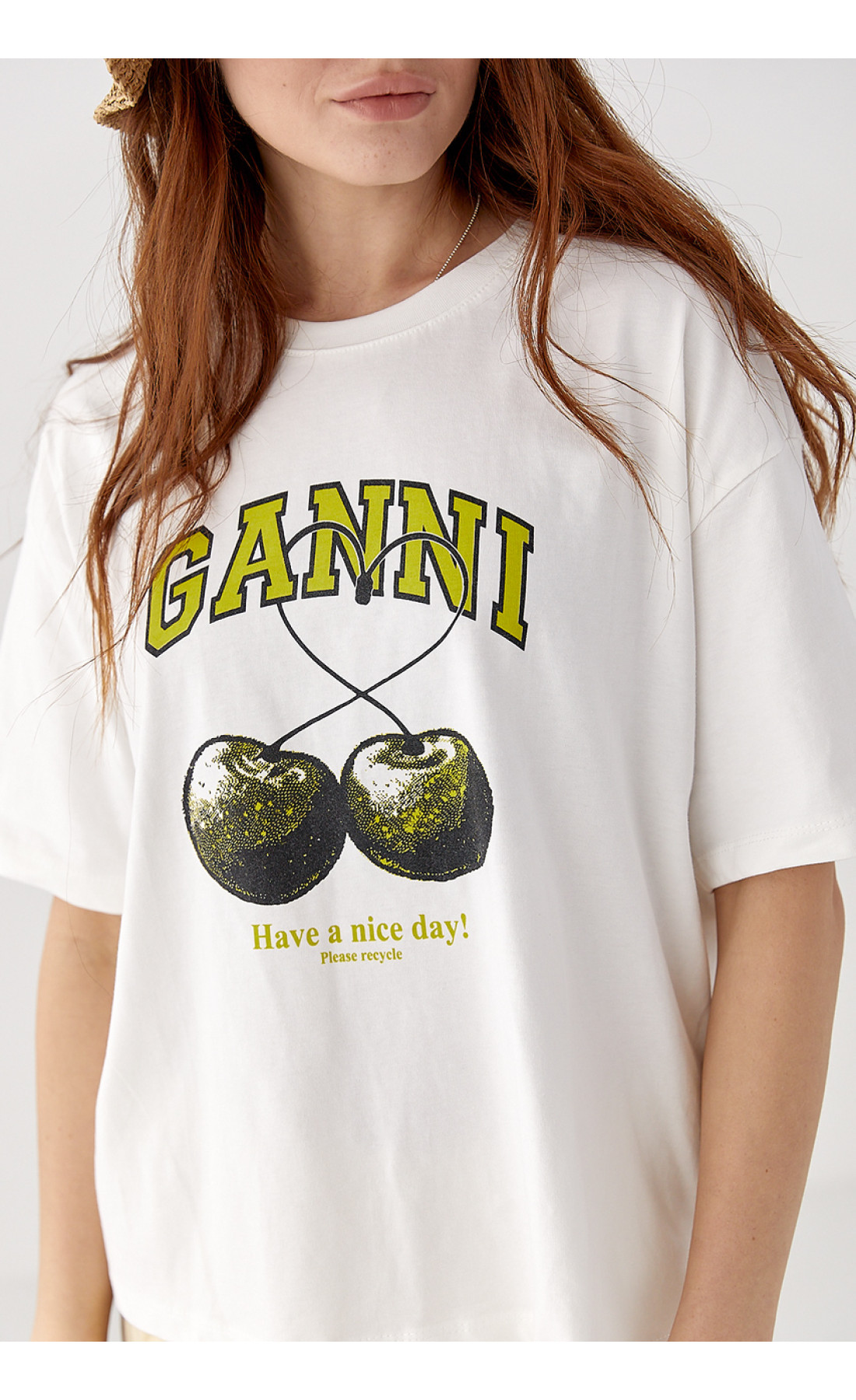 Футболка з написом Ganni  білий колір