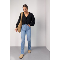 Жіночі жіночі джинси skinny з розрізами  блакитний колір