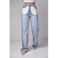 Жіночі жіночі джинси з ефектом навиворіт  блакитний колір