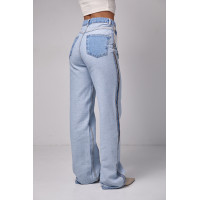 Жіночі жіночі джинси з ефектом навиворіт  блакитний колір