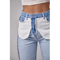 Жіночі жіночі джинси з ефектом навиворіт  блакитний колір
