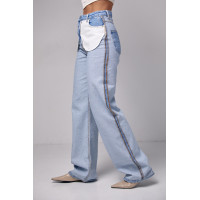 Жіночі жіночі джинси з ефектом навиворіт  блакитний колір
