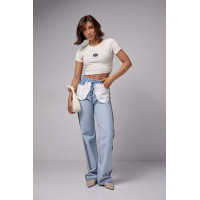 Жіночі жіночі джинси з ефектом навиворіт  блакитний колір