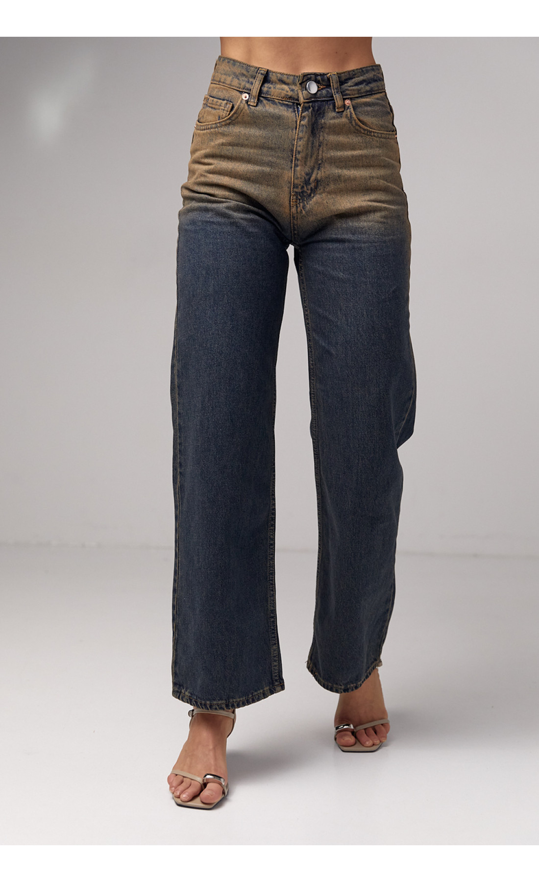 Жіночі жіночі джинси з ефектом twotone coloring  темносиній колір