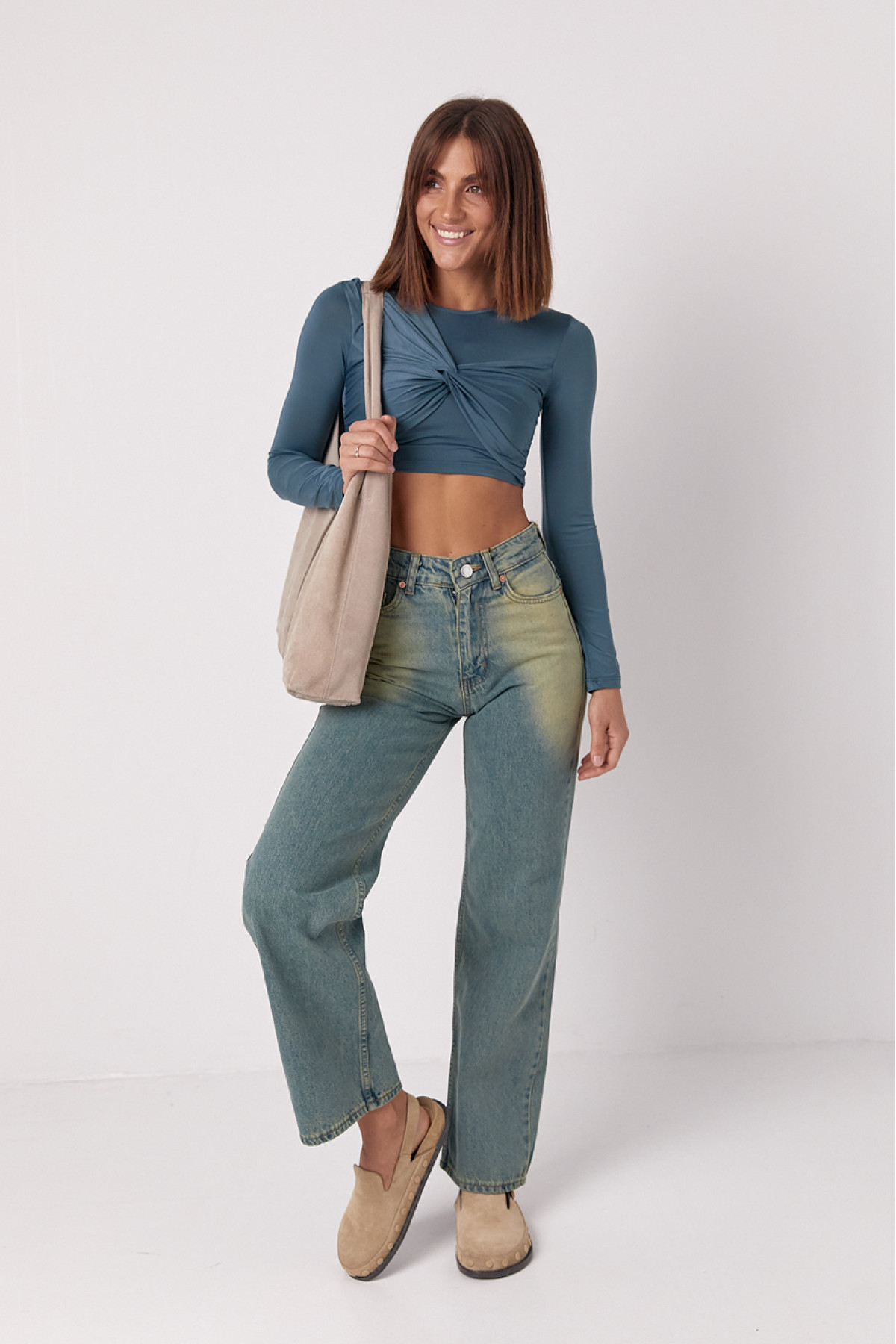 Джинси жіночі з ефектом twotone coloring  синій колір