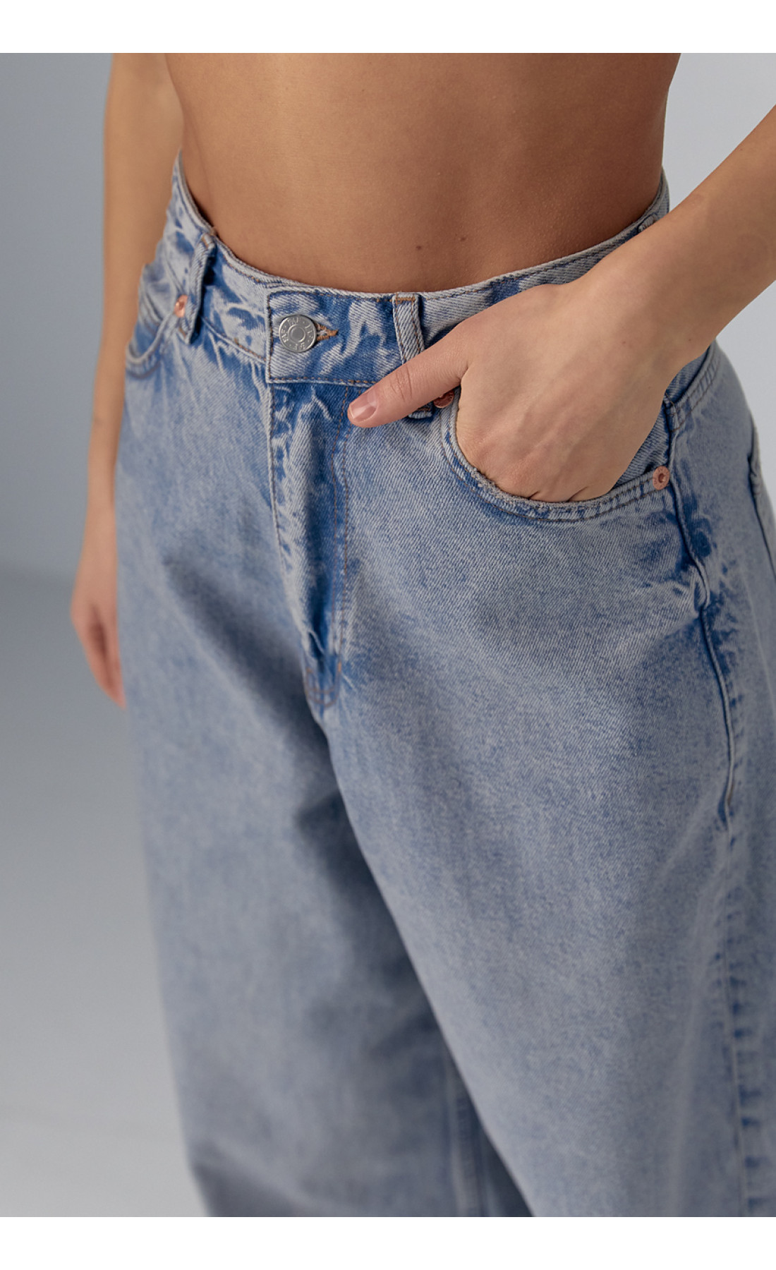 Жіночі широкі жіночі джинси wideleg  синій колір