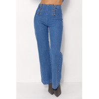 Жіночі жіночі джинси з ґудзиками спереду  синій колір