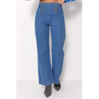 Жіночі жіночі джинси з ґудзиками спереду  синій колір