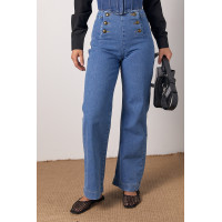 Жіночі жіночі джинси з ґудзиками спереду  синій колір