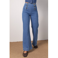 Жіночі жіночі джинси з ґудзиками спереду  синій колір