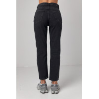 Укорочені жіночі жіночі джинси МОМ  чорний колір