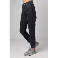 Укорочені жіночі жіночі джинси МОМ  чорний колір