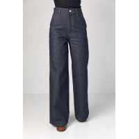 Жіночі широкі жіночі джинси прямого крою  темносиній колір