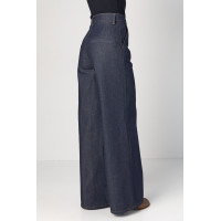 Жіночі широкі жіночі джинси прямого крою  темносиній колір