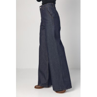 Жіночі широкі жіночі джинси прямого крою  темносиній колір