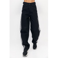 Жіночі жіночі джинси Baggy з лампасами  чорний колір