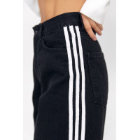 Жіночі жіночі джинси Baggy з лампасами  чорний колір