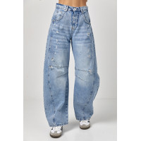 Джинси жіночі  Вaggy з рваним ефектом  джинс колір