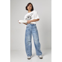 Джинси жіночі  Вaggy з рваним ефектом  джинс колір