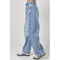 Джинси жіночі  Вaggy з рваним ефектом  джинс колір