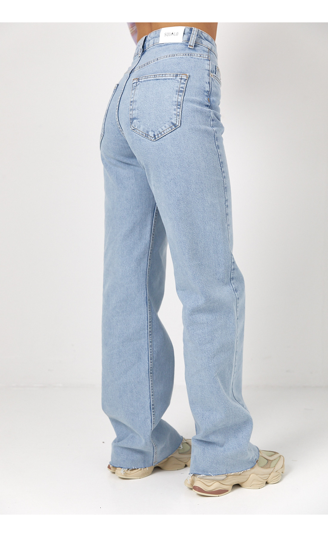 Джинси Straight прямого крою з необробленим низом  блакитний колір