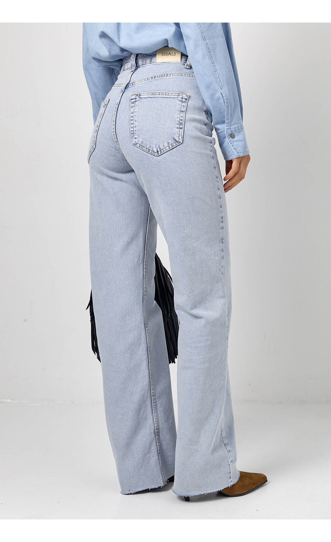 Джинси Straight прямого крою з необробленим низом  небесноблакитний колір