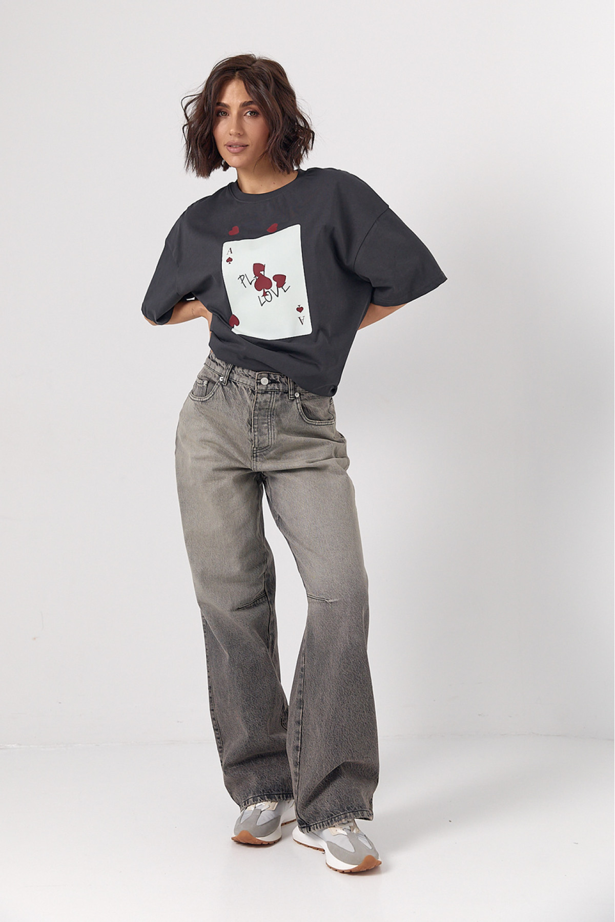 Жіночі широкі прямі жіночі джинси Skater  чорний колір