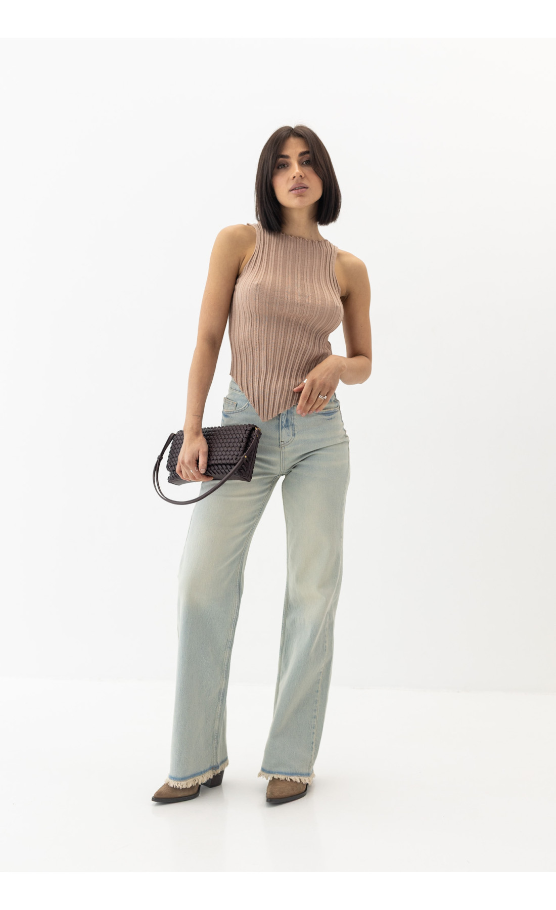 Прямі жіночі жіночі джинси з бахромою  небесноблакитний колір